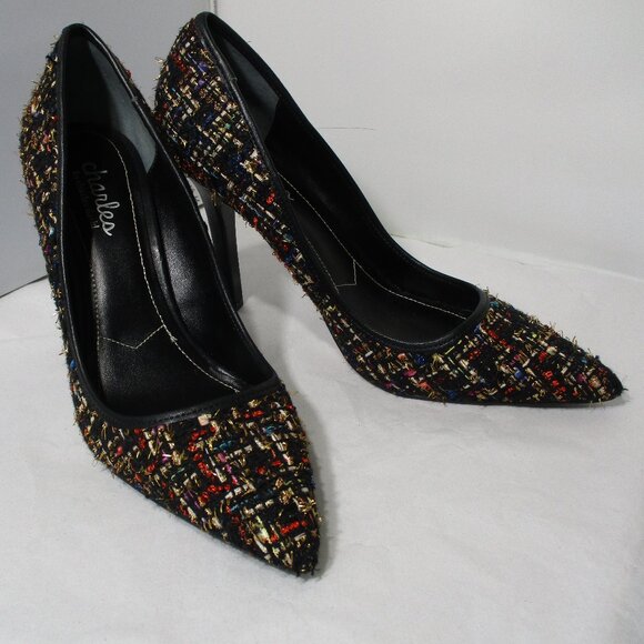 Like New Charles David Frayed Tweed Colorful Classic High Heel Pumps Pointed Toe - Picture 2 of 13